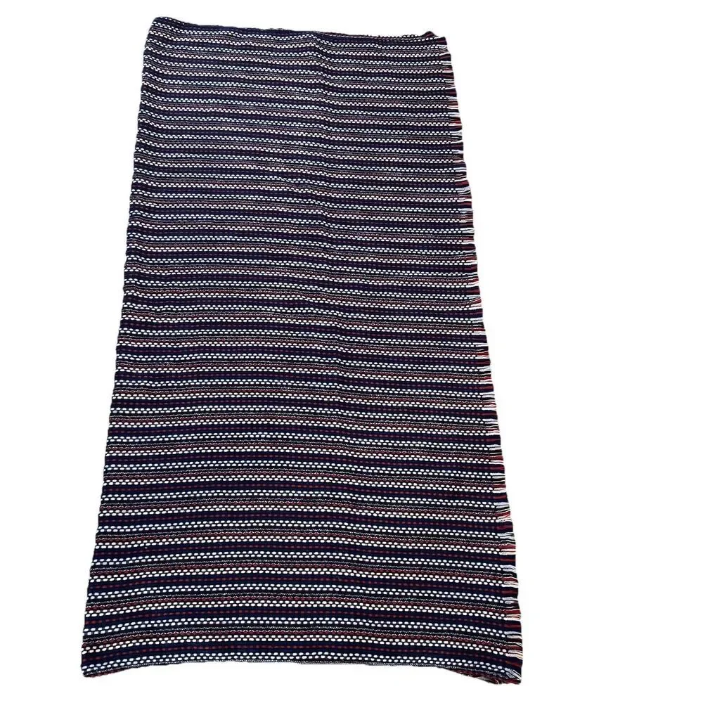 Talbots Fringe Scarf Throw Blanket‎ Red White Blue